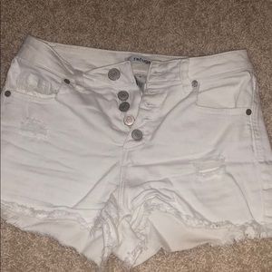 high waisted white jean shorts
